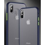 Wholesale iPhone XR Slim Matte Hybrid Bumper Case (Black Blue)